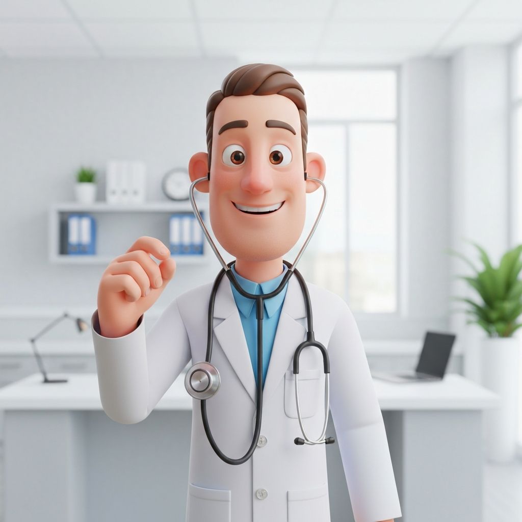Healthcare professional cartoon character